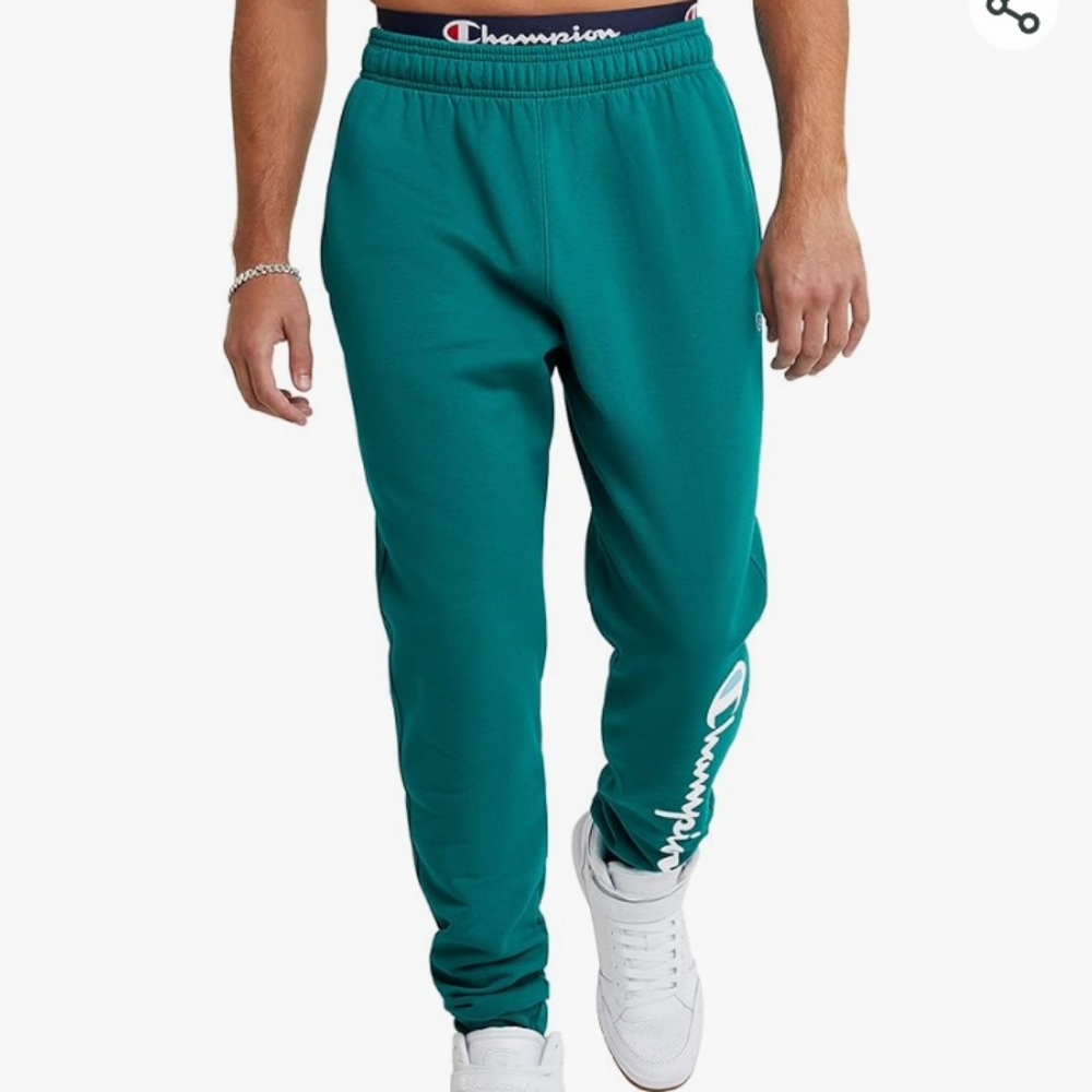 Champion Mens Powerblend Graphic Fleece Joggers Size.  2XL.   NWT  Dark Emerald